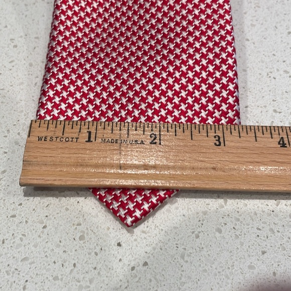Paul Fredrick Red and White x pattern Tie - Picture 4 of 4